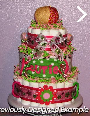 Baby-Love-Diaper-Cake (2).JPG - Pink & Lime Diaper Cakes